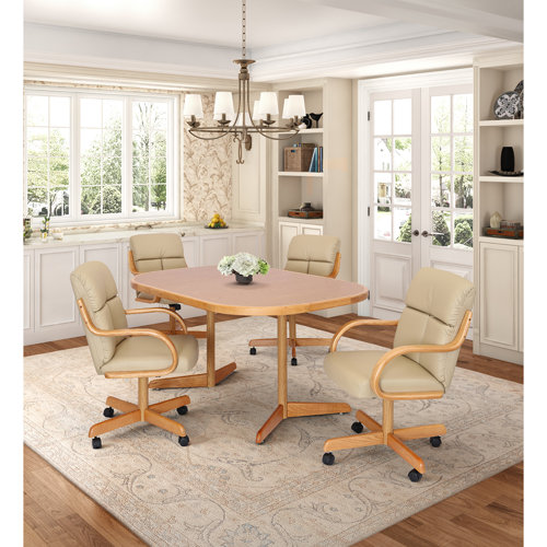 5Piece Extendable DoublePedestal Caster Dining Set